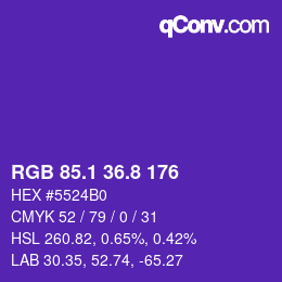 カラーコード: RGB 85.1 36.8 176 | qconv.com