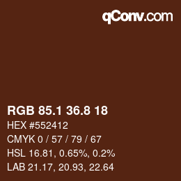 Color code: RGB 85.1 36.8 18 | qconv.com