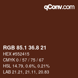 Color code: RGB 85.1 36.8 21 | qconv.com