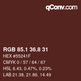 カラーコード: RGB 85.1 36.8 31 | qconv.com