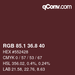 カラーコード: RGB 85.1 36.8 40 | qconv.com
