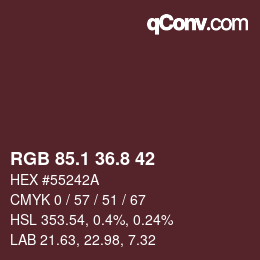 Color code: RGB 85.1 36.8 42 | qconv.com