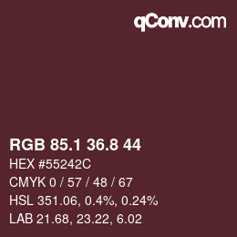 Color code: RGB 85.1 36.8 44 | qconv.com