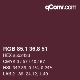 カラーコード: RGB 85.1 36.8 51 | qconv.com