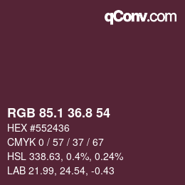 カラーコード: RGB 85.1 36.8 54 | qconv.com
