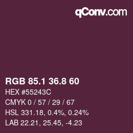 カラーコード: RGB 85.1 36.8 60 | qconv.com