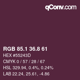 カラーコード: RGB 85.1 36.8 61 | qconv.com