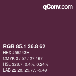 カラーコード: RGB 85.1 36.8 62 | qconv.com