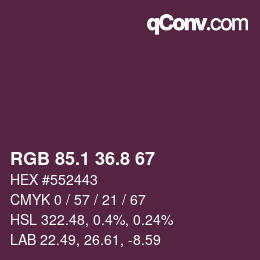 カラーコード: RGB 85.1 36.8 67 | qconv.com