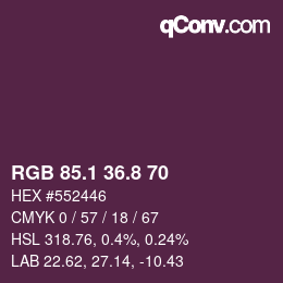 カラーコード: RGB 85.1 36.8 70 | qconv.com