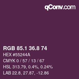 カラーコード: RGB 85.1 36.8 74 | qconv.com