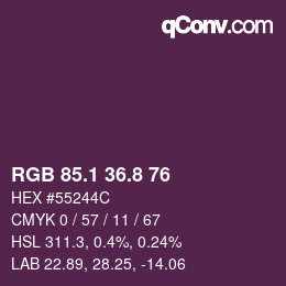 カラーコード: RGB 85.1 36.8 76 | qconv.com