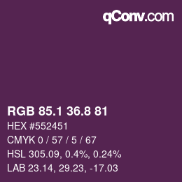 カラーコード: RGB 85.1 36.8 81 | qconv.com
