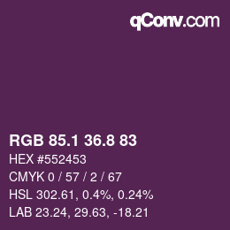 カラーコード: RGB 85.1 36.8 83 | qconv.com