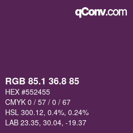 カラーコード: RGB 85.1 36.8 85 | qconv.com