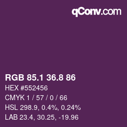 カラーコード: RGB 85.1 36.8 86 | qconv.com