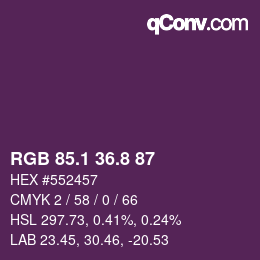 カラーコード: RGB 85.1 36.8 87 | qconv.com