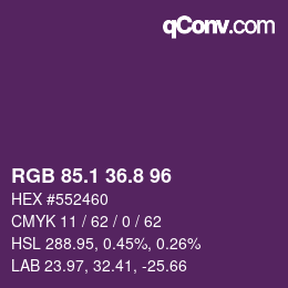 カラーコード: RGB 85.1 36.8 96 | qconv.com