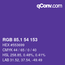 カラーコード: RGB 85.1 54 153 | qconv.com