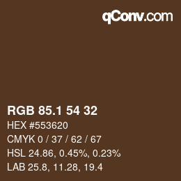 カラーコード: RGB 85.1 54 32 | qconv.com