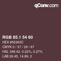 カラーコード: RGB 85.1 54 60 | qconv.com