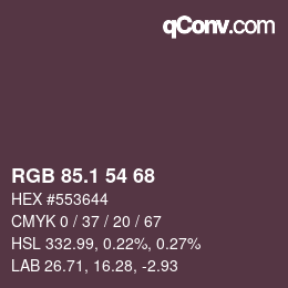 カラーコード: RGB 85.1 54 68 | qconv.com