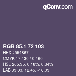 カラーコード: RGB 85.1 72 103 | qconv.com