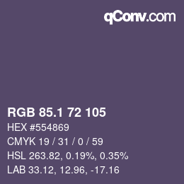 カラーコード: RGB 85.1 72 105 | qconv.com