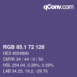カラーコード: RGB 85.1 72 128 | qconv.com