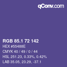 カラーコード: RGB 85.1 72 142 | qconv.com
