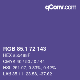カラーコード: RGB 85.1 72 143 | qconv.com