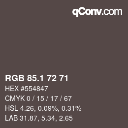 Color code: RGB 85.1 72 71 | qconv.com