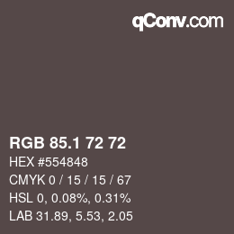 カラーコード: RGB 85.1 72 72 | qconv.com