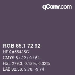 カラーコード: RGB 85.1 72 92 | qconv.com