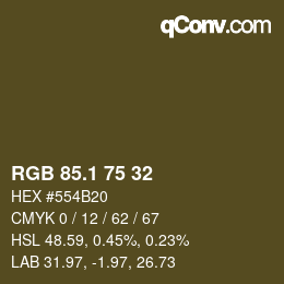 カラーコード: RGB 85.1 75 32 | qconv.com