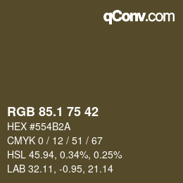 カラーコード: RGB 85.1 75 42 | qconv.com