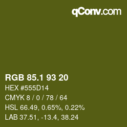 カラーコード: RGB 85.1 93 20 | qconv.com
