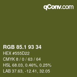 Color code: RGB 85.1 93 34 | qconv.com