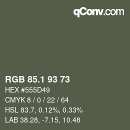 カラーコード: RGB 85.1 93 73 | qconv.com