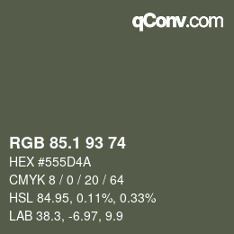 Color code: RGB 85.1 93 74 | qconv.com