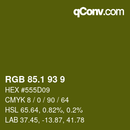カラーコード: RGB 85.1 93 9 | qconv.com