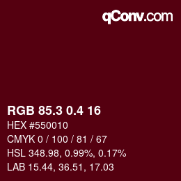 カラーコード: RGB 85.3 0.4 16 | qconv.com