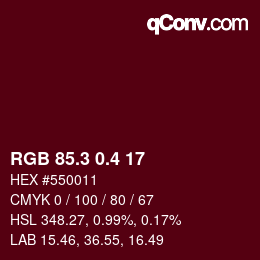 カラーコード: RGB 85.3 0.4 17 | qconv.com