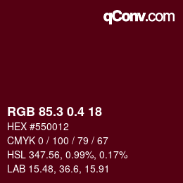 カラーコード: RGB 85.3 0.4 18 | qconv.com
