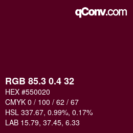 カラーコード: RGB 85.3 0.4 32 | qconv.com
