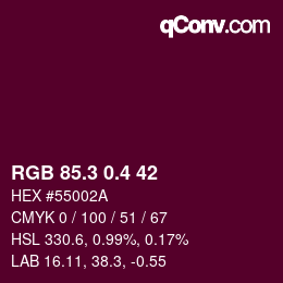 カラーコード: RGB 85.3 0.4 42 | qconv.com