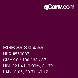 カラーコード: RGB 85.3 0.4 55 | qconv.com