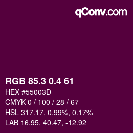カラーコード: RGB 85.3 0.4 61 | qconv.com