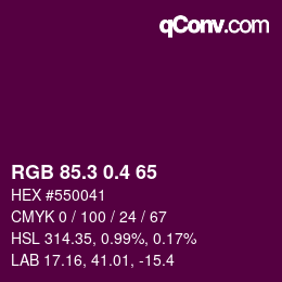 カラーコード: RGB 85.3 0.4 65 | qconv.com