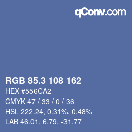 カラーコード: RGB 85.3 108 162 | qconv.com